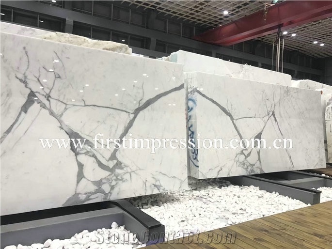 Luxury White Calacatta Gold Marble Stairs&Steps