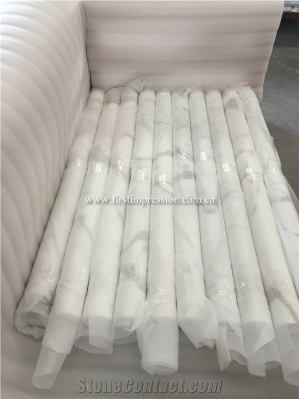 Made in China Calacatta White Marble Stone Column