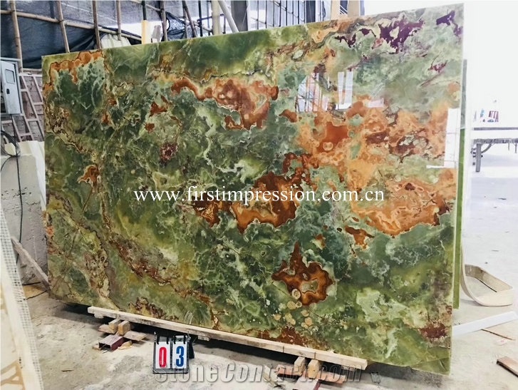 New Polished Ancient Green Onyx Slabs for Cladding