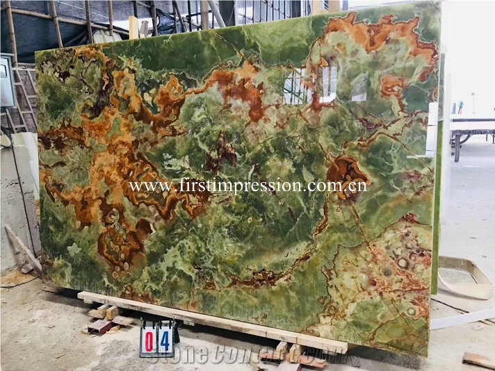 New Polished Ancient Green Onyx Slabs for Cladding