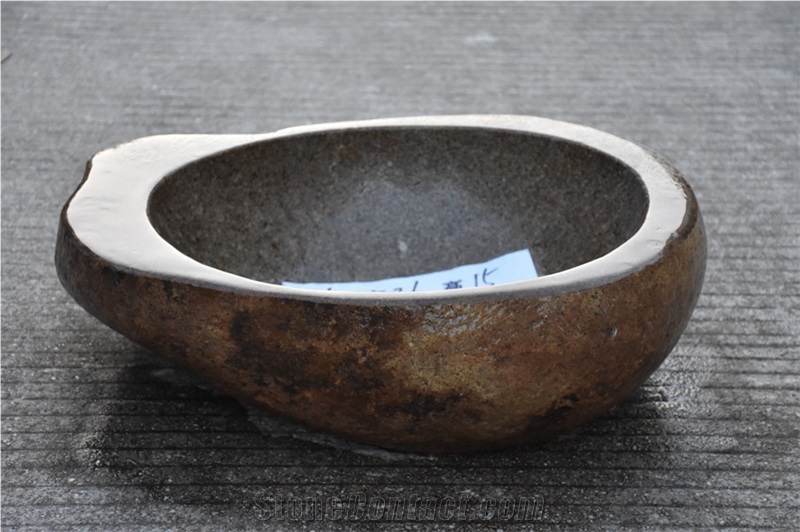 Yellow Cobble River Irregular Shape Basin