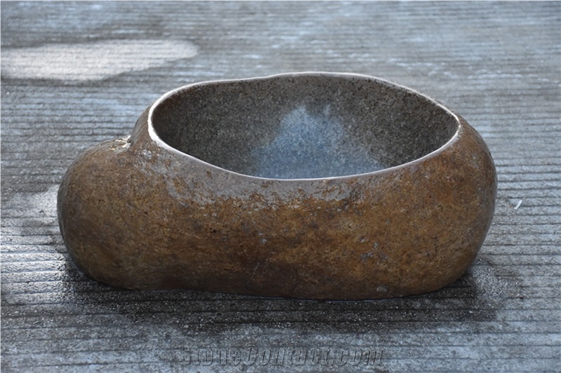 Yellow Cobble River Irregular Shape Basin