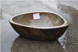 Yellow Cobble River Irregular Shape Basin