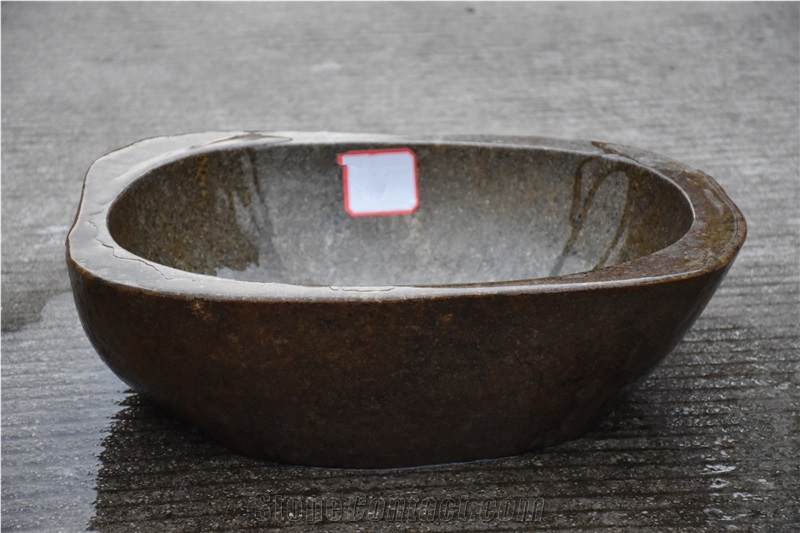 Yellow Cobble River Irregular Shape Basin