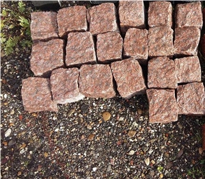 Red Granite Cubes Stone 10x10x10cm, Natural Split