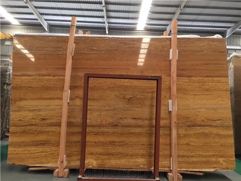 Filled and Honed Golden Yellow Travertine Tiles
