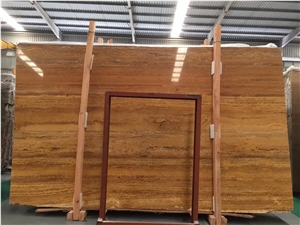 Filled and Honed Golden Yellow Travertine Tiles