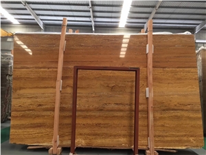 Filled and Honed Golden Yellow Travertine Tiles