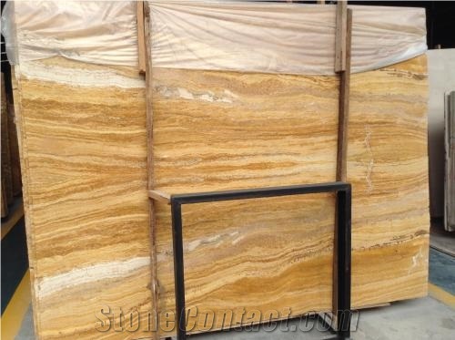 Filled and Honed Golden Yellow Travertine Tiles