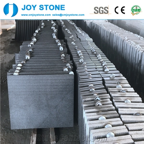 Black Basalt Flamed Brushed Granite Tiles 100x100