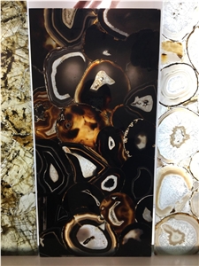 Black Agate Semiprecious Stone Tiles,Gemstone Tile