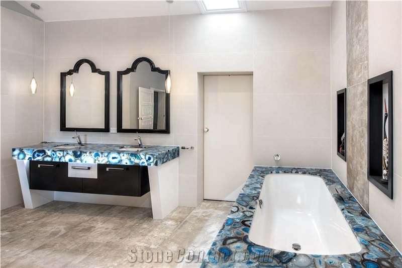 Blue Agate Countertops,Semiprecious Stone Tops