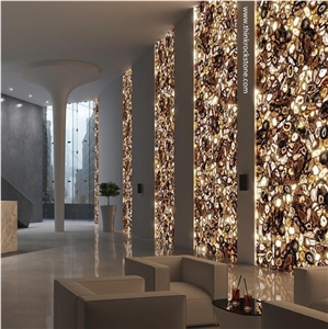 Brown Agate Slab,Semiprecious Stone Wall Panel