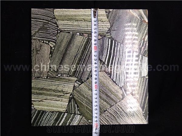 Grey Fossil Wood Veneer Gem Stone Slab