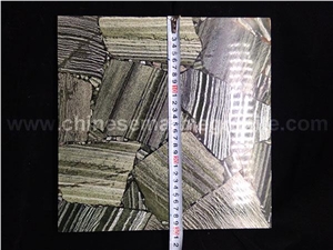 Grey Fossil Wood Veneer Gem Stone Slab