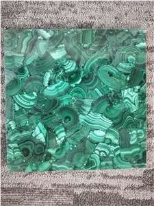 Malachite Tile, Green Agate Semiprecious Stone