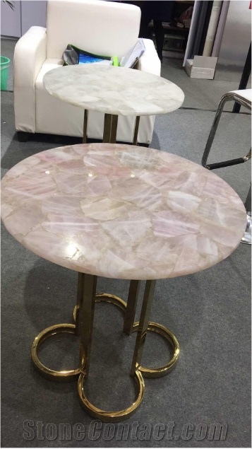 Natural Crystal Table, Semiprecious Stone Tops.