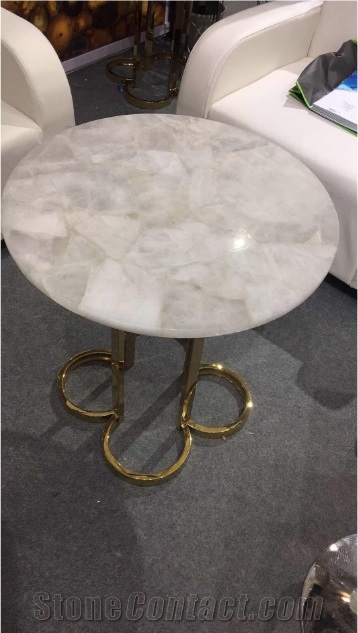 Natural Crystal Table, Semiprecious Stone Tops.