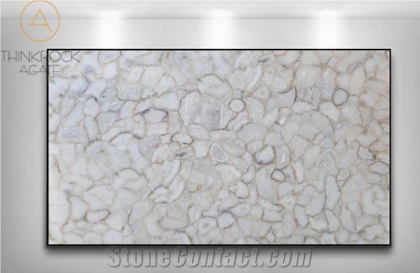 Natural Semi Precious Stone, White Agate Tiles
