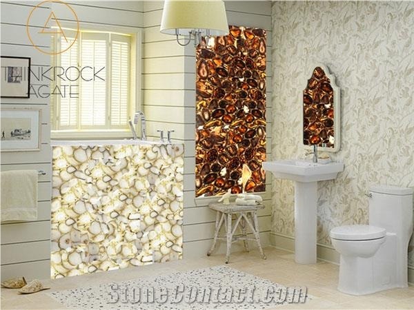 Natural Semi Precious Stone, White Agate Tiles