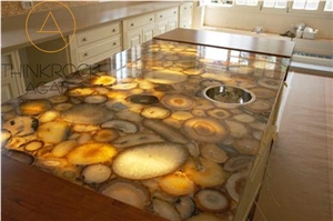 Orange Agate Translucent Kitchen Tops, Worktops