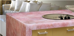 Semi Precious Stone, Pink Crystal Customized Panel