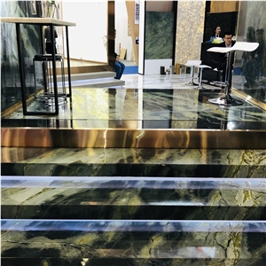 Luxury Peacock Green Marble Step Tiles