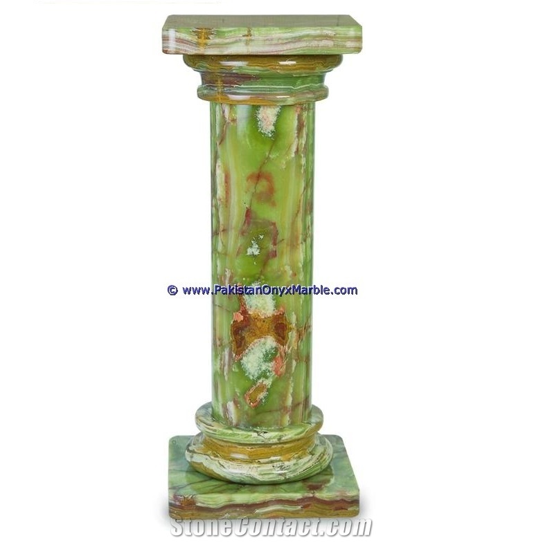 Afghan Green Onyx Pedestals Hand Carved Pillars