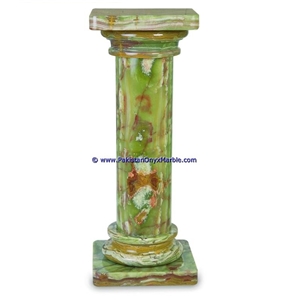 Afghan Green Onyx Pedestals Hand Carved Pillars