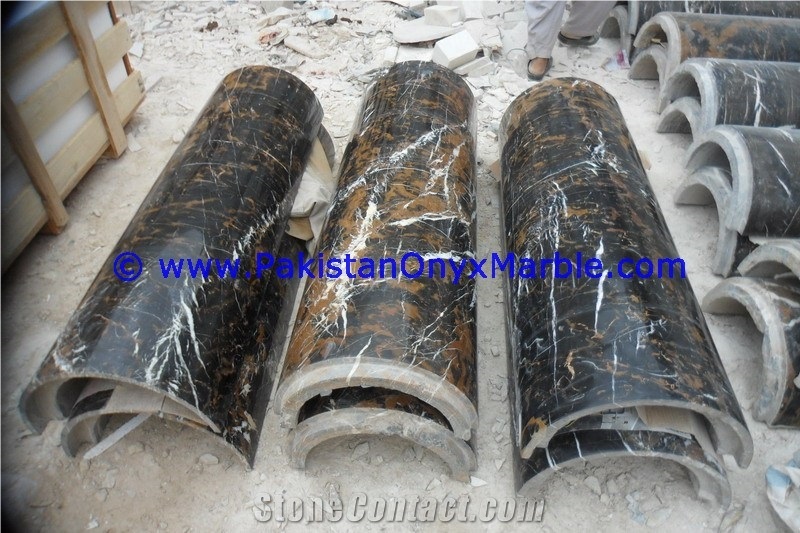 Black Gold Marble Columns Pillars Hollow