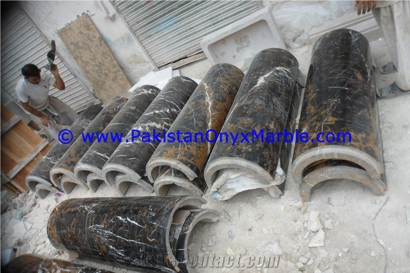 Black Gold Marble Columns Pillars Hollow