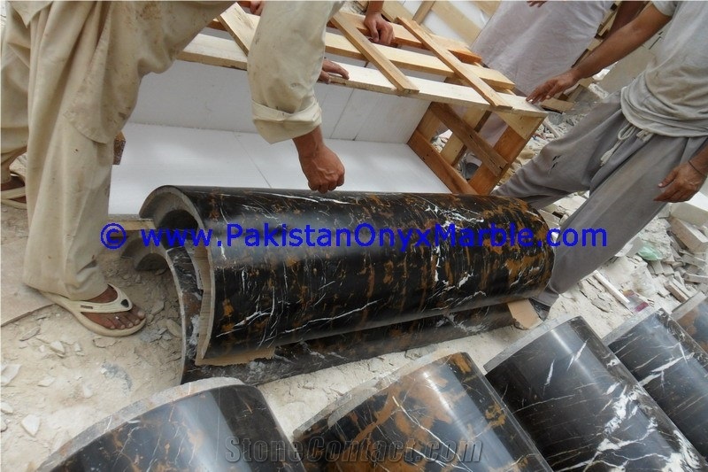 Black Gold Marble Columns Pillars Hollow