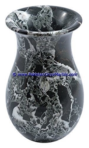 Black Zebra Marble Planters Handcarved Decorated
