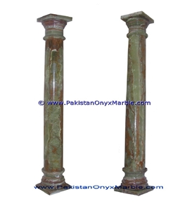 Dark Green Onyx Columns Hand Carved Pillars