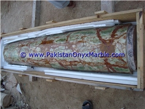 Dark Green Onyx Columns Hand Carved Pillars