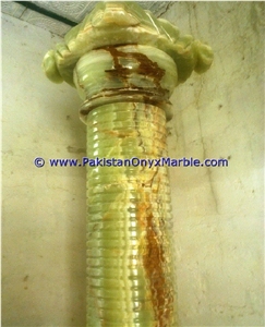 Dark Green Onyx Columns Hand Carved Pillars