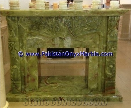 Dark Green Onyx Fireplaces Hand Carved