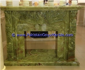 Dark Green Onyx Fireplaces Hand Carved