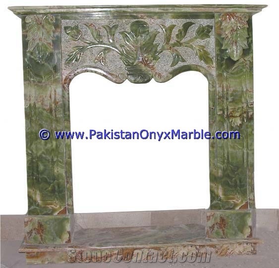 Dark Green Onyx Fireplaces Hand Carved