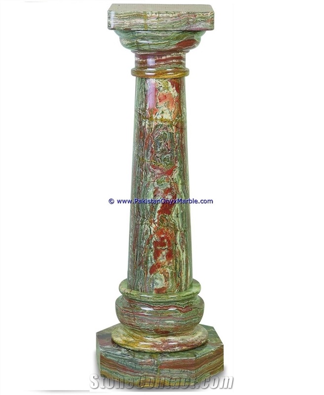 Dark Green Onyx Pedestal Columns