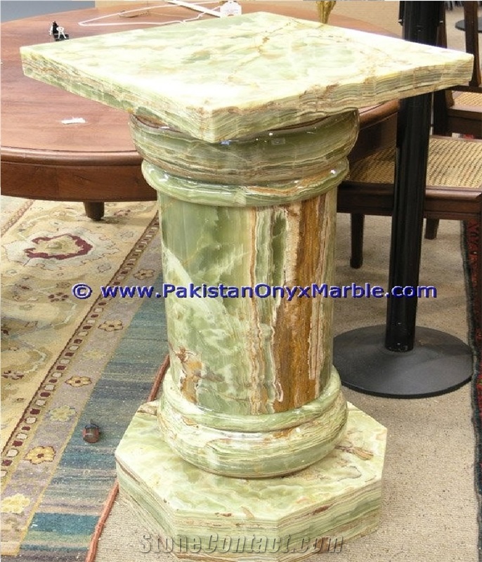 Dark Green Onyx Pedestal Columns