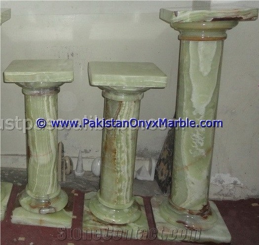 Green Onyx Columns Hand Carved Pillars