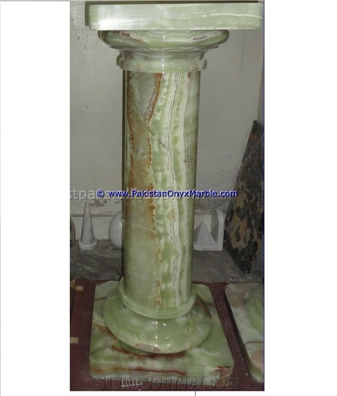 Green Onyx Columns Hand Carved Pillars