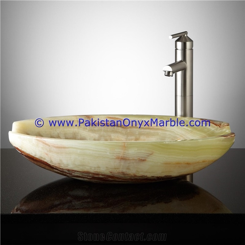 Green Onyx Oval Shaped Sinks Basins Collection
