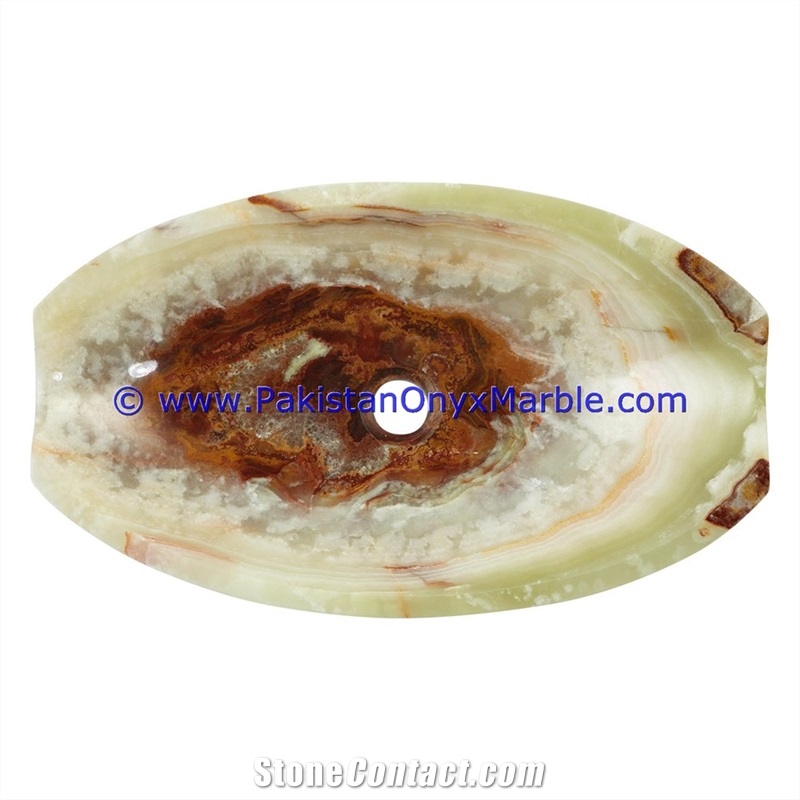 Green Onyx Oval Shaped Sinks Basins Collection