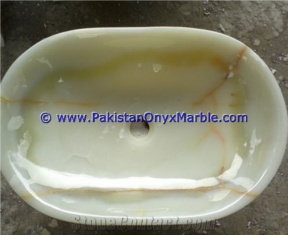 Green Onyx Oval Shaped Sinks Basins Collection