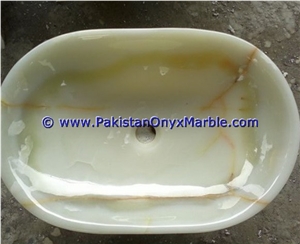 Green Onyx Oval Shaped Sinks Basins Collection