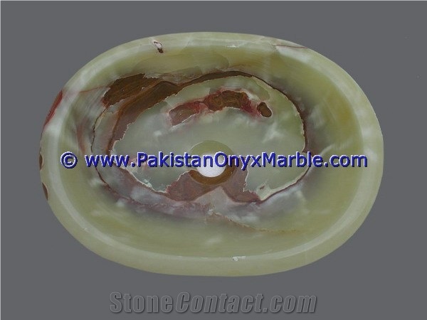 Green Onyx Oval Shaped Sinks Basins Collection