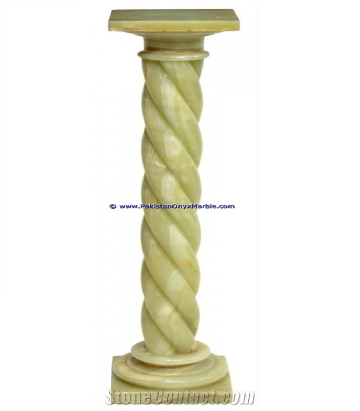 Green Onyx Pedestals Hand Carved Pillars