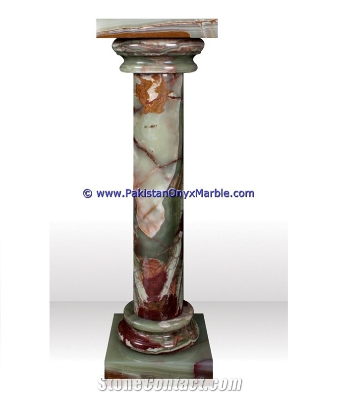 Green Onyx Pedestals Hand Carved Pillars